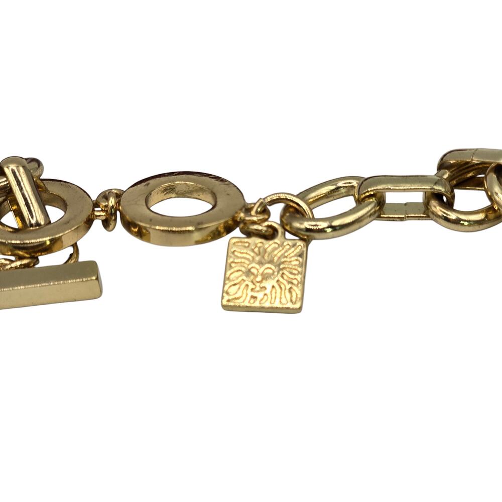 Necklace Anne Klein Cream Beige Links Gold Tone Collar 17" Statement SKU 2884 - Picture 2 of 6